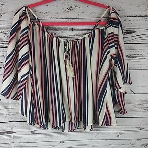 Socialite cold shoulder striped top size xs